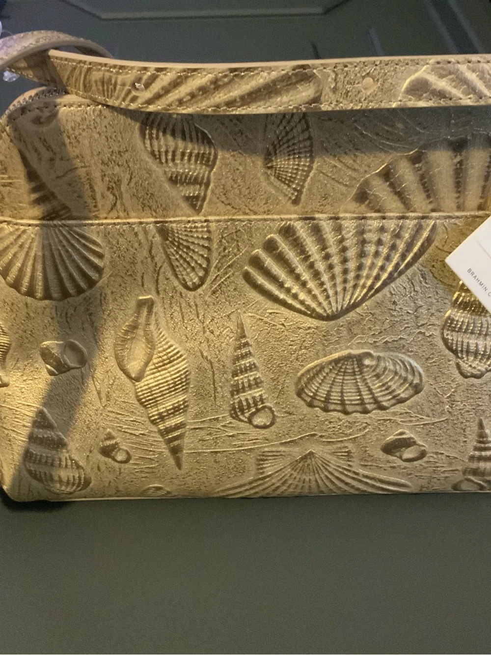 Brahmin Metallic Gold Shell-Embossed crossbody purse